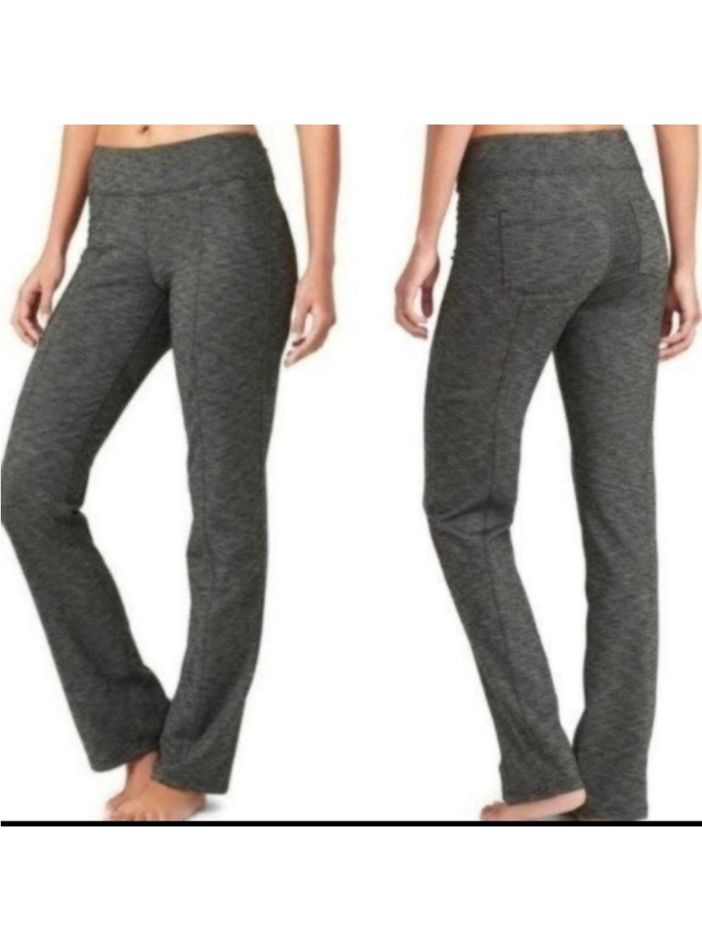 Athleta Metro Straight Leg Activewear Yoga Casual Pant SZ LP Medium Heather Grey